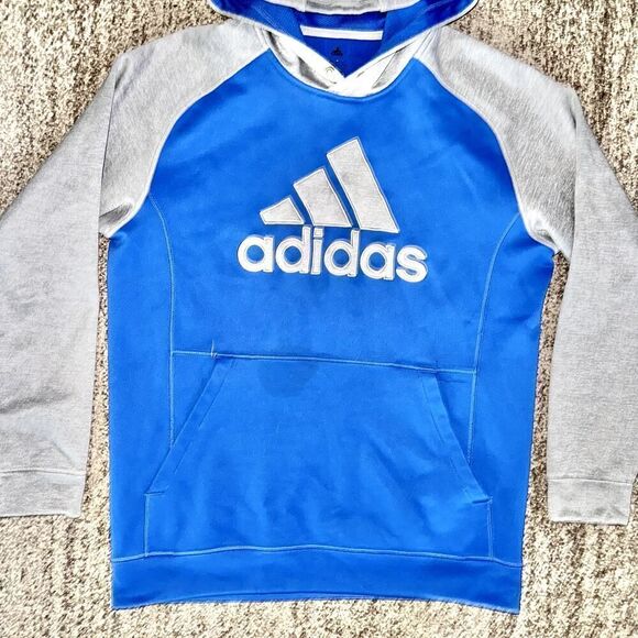 Adidas Long Sleeve Athletic Logo Pullover Hoodie in Blue Grey - Picture 7 of 10